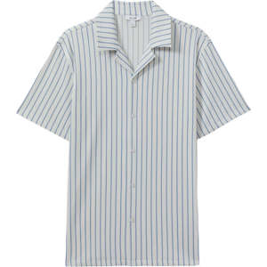 REISS NEPTUNE Ribbed Striped Cuban Collar Shirt